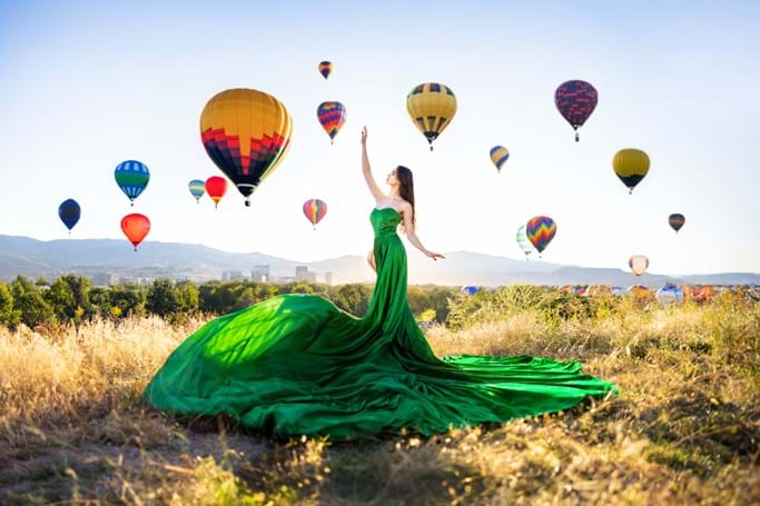 Spirit of Boise Balloon Classic Flying Dress Photoshoot